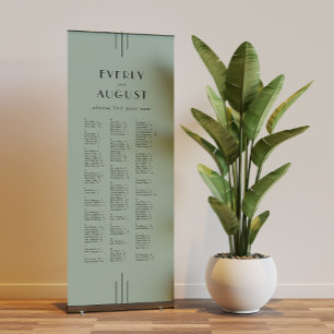 EVERLY Art Deco Sage Green Wedding Seating Chart Retractable Banner