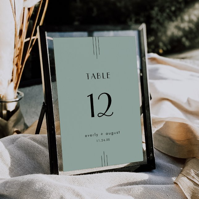 EVERLY Art Deco Sage Green Wedding Table Numbers (EVERLY Art Deco Sage Green Wedding Table Numbers)