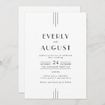 EVERLY Art Deco Simple White Black QR Code Wedding Invitation