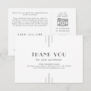 EVERLY Art Deco Small Business Thank You Order Enclosure Card