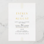 EVERLY Art Deco White Black and Gold Foil Wedding Foil Invitation