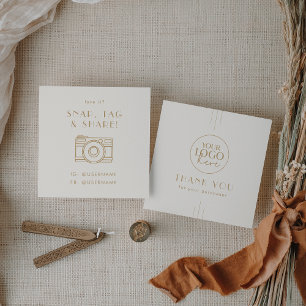 EVERLY Cream and Gold Logo Social Media Thank You Square Business Card