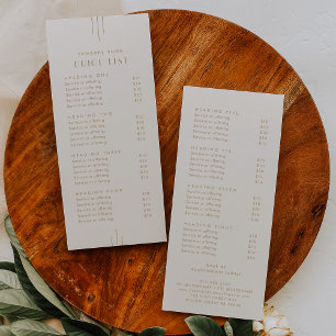 EVERLY Cream Gold Double Sided Business Price List Rack Card