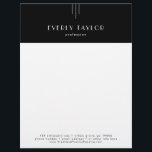 EVERLY Dark Black Business Professional Company Letterhead<br><div class="desc">This sleek black business professional company letterhead from the Everly Collection features crisp white type, geometric art deco accents, and editorial spacing. The simple thin triple-line motifs frame elegant text for a refined, modern minimalist, evening-ready look. It's perfect for a small business owner, consultant and more. Personalize your headed paper...</div>