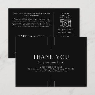 EVERLY Dark Black Small Business Thank You Order Enclosure Card
