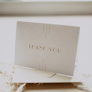 EVERLY Gold Art Deco Simple Geometric Wedding Letterpress Thank You Card