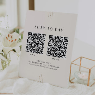 EVERLY Ivory Black Business 2 Apps Scan To Pay Pedestal Sign