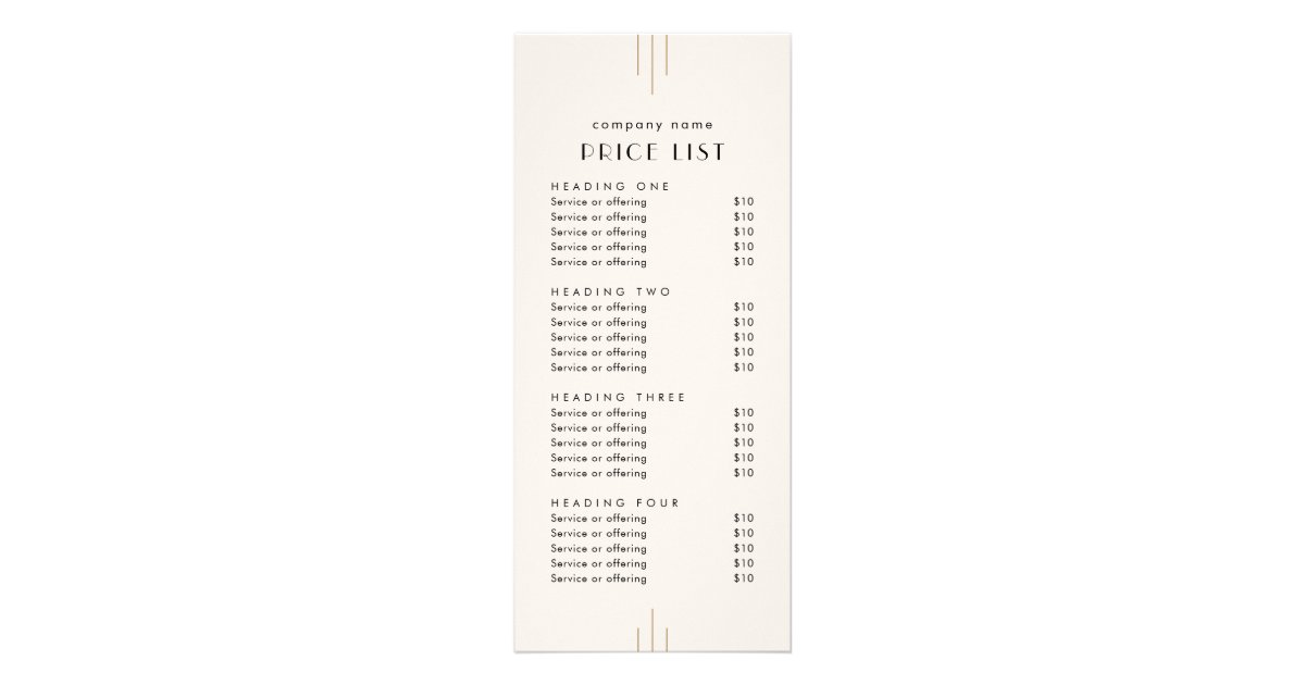 EVERLY Ivory Double Sided Business Price List Rack Card | Zazzle