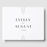 EVERLY Minimalist Art Deco White and Black Wedding Guest Book