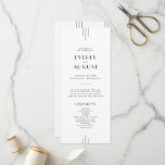 EVERLY Minimalist Art Deco White and Black Wedding Program