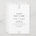 EVERLY Minimalist Art Deco White and Black Wedding Save The Date