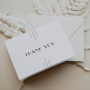 EVERLY Minimalist Art Deco White and Black Wedding Thank You Card