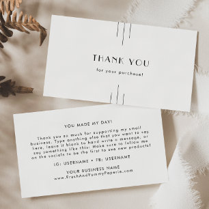 EVERLY Minimalist Art Deco White Black Thank You Business Card