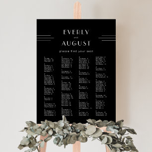 EVERLY Modern Art Deco Black Wedding Seating Chart Foam Board