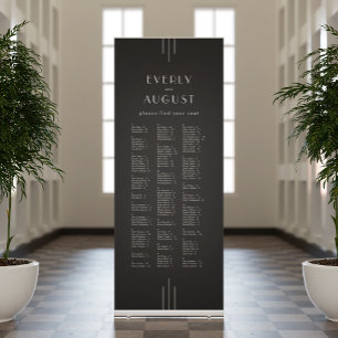 EVERLY Modern Art Deco Black Wedding Seating Chart Retractable Banner
