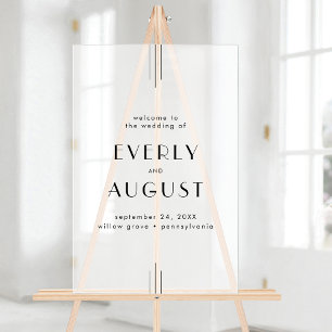 EVERLY Modern Art Deco Black Wedding Welcome Acrylic Sign