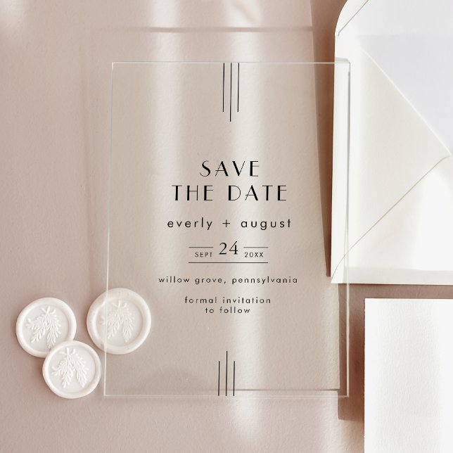 EVERLY Modern Art Deco Wedding Save the Date (EVERLY Modern Art Deco Wedding Save the Date Acrylic Invitations)