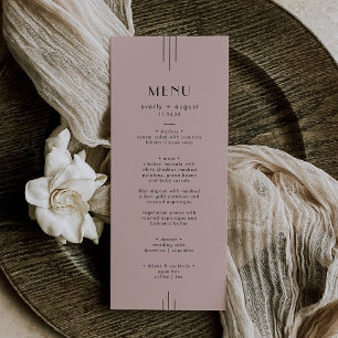 EVERLY Retro Vintage Art Deco Blush Pink Wedding Menu