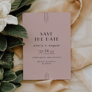 EVERLY Retro Vintage Art Deco Blush Pink Wedding Save The Date
