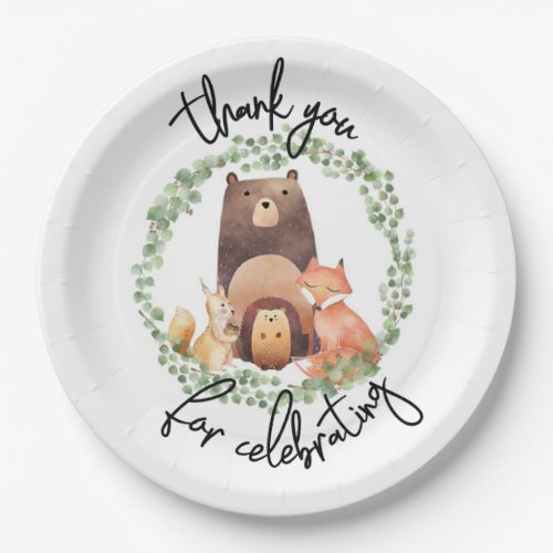 EVERLY woodland Baby ShowerWatercolorforest Paper Plates