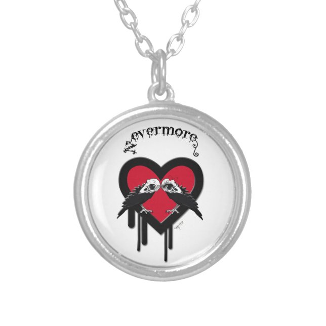 Evermore (Black Lettering) Silver Plated Necklace (Front)