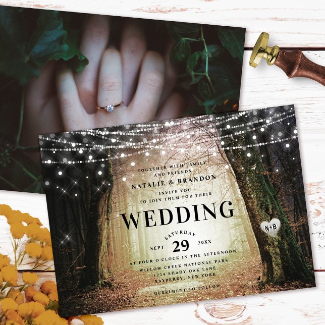 Evermore | Enchanted Fairy Forest | Amber Wedding Invitation (Set the tone for an enchanting woodland celebration with the Evermore wedding invitation!)