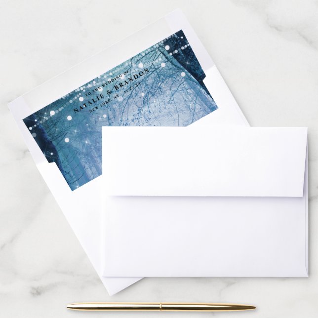 Evermore | Enchanted Fairy Forest | Blue Wedding Envelope Liner (Desk)