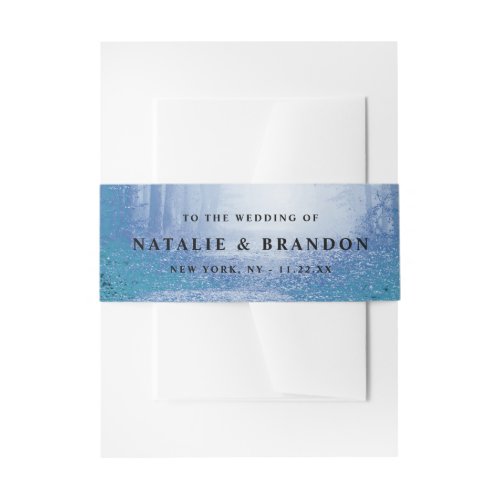 Evermore  Enchanted Fairy Forest  Blue Wedding Invitation Belly Band