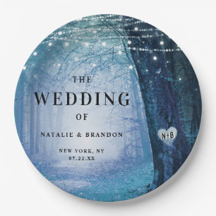 Evermore Enchanted Fairy Forest Blue Wedding Paper Plates