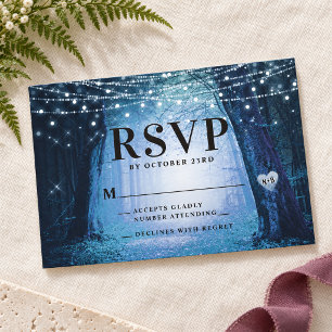 Evermore Enchanted Fairy Forest Blue Wedding RSVP Card