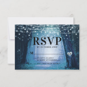 Evermore Enchanted Fairy Forest Blue Wedding RSVP Card