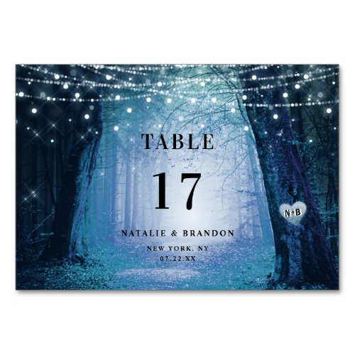 Evermore  Enchanted Fairy Forest  Blue Wedding Table Number