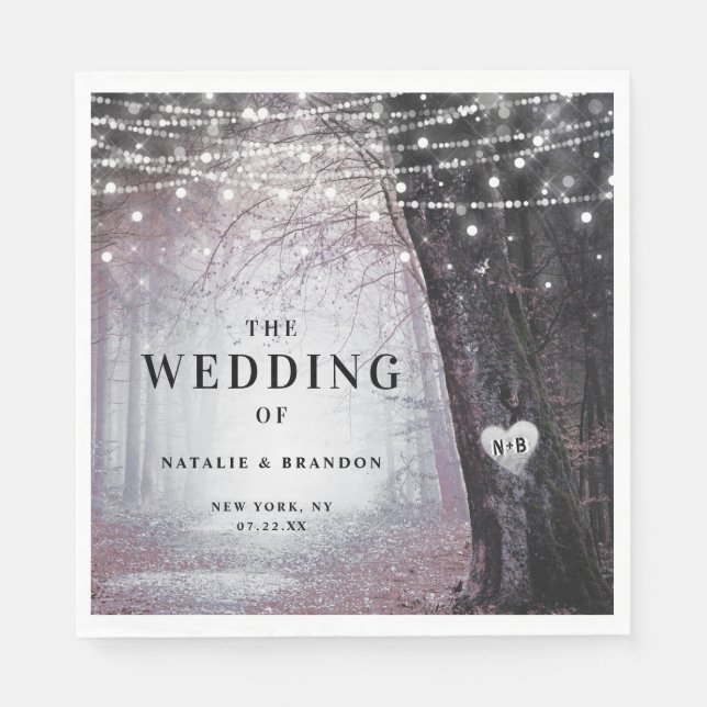 Evermore | Enchanted Fairy Forest | Mauve Dinner Napkins (Front)