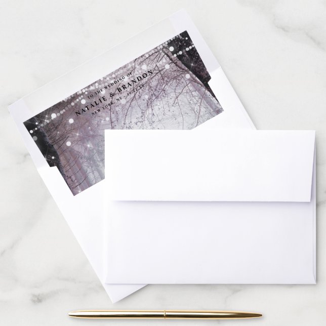 Evermore | Enchanted Fairy Forest | Mauve Wedding Envelope Liner (Desk)