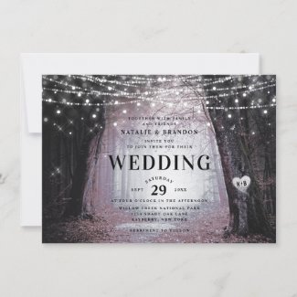 Evermore | Enchanted Fairy Forest | Mauve Wedding Invitation