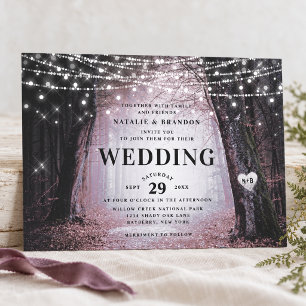 Evermore Enchanted Fairy Forest Mauve Wedding Invitation