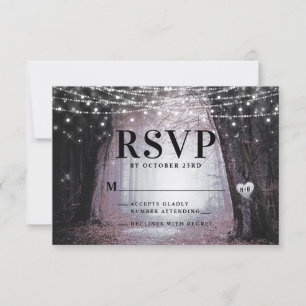 Evermore Enchanted Fairy Forest Mauve Wedding RSVP Card