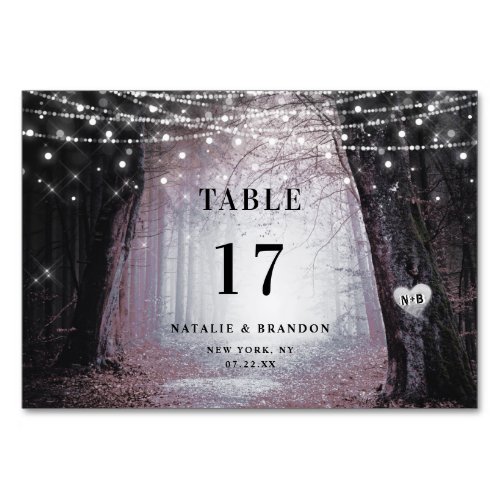 Evermore  Enchanted Fairy Forest  Mauve Wedding Table Number