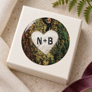 Evermore Enchanted Fairy Forest Monogram Wedding Classic Round Sticker