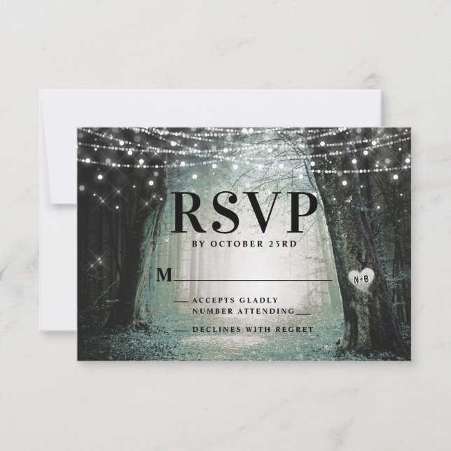 Evermore | Enchanted Fairy Forest | Moss Wedding RSVP Card (Front)