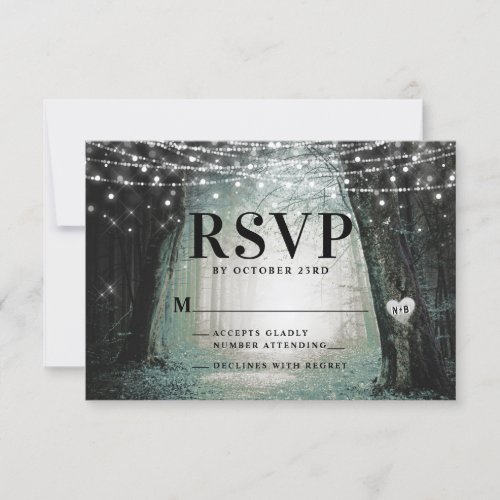 Evermore  Enchanted Fairy Forest  Moss Wedding RSVP Card