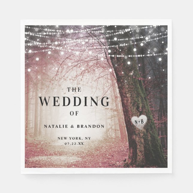 Evermore | Enchanted Fairy Forest | Pink Dinner Napkins (Front)