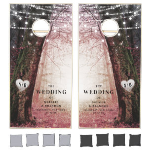 Evermore Enchanted Fairy Forest Pink Wedding Cornhole Set