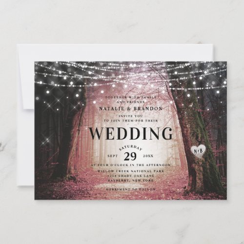 Evermore  Enchanted Fairy Forest  Pink Wedding Invitation