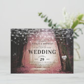 Evermore | Enchanted Fairy Forest | Pink Wedding Invitation (Standing Front)