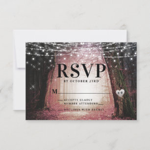 Evermore   Enchanted Fairy Forest   Pink Wedding RSVP Card