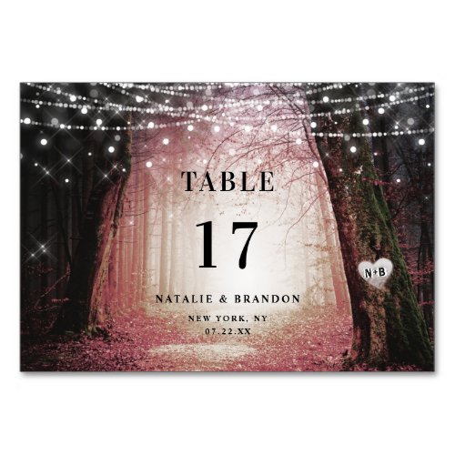 Evermore  Enchanted Fairy Forest  Pink Wedding Table Number
