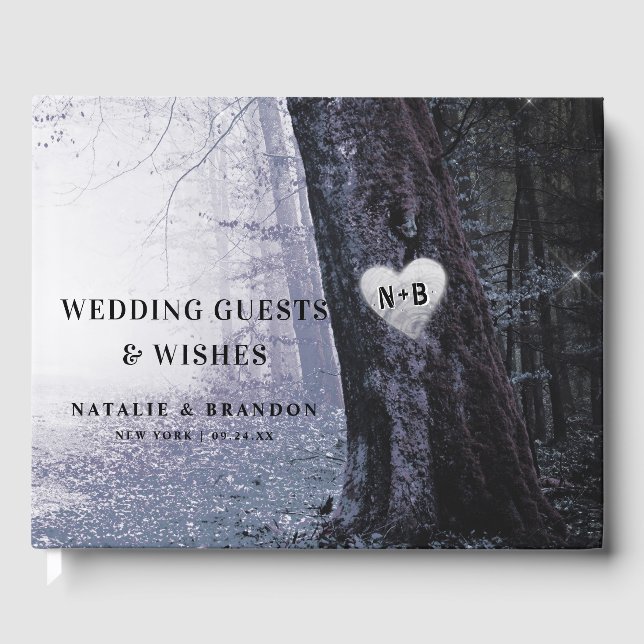 Evermore | Enchanted Fairy Forest | Purple Wedding Guest Book (Front)
