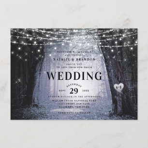 Evermore Enchanted Fairy Forest Purple Wedding Invitation
