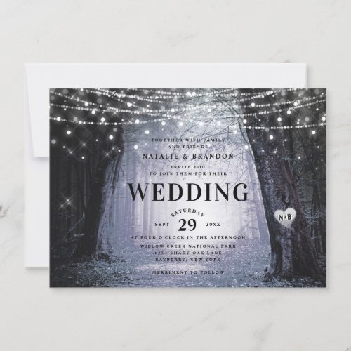 Evermore  Enchanted Fairy Forest  Purple Wedding Invitation